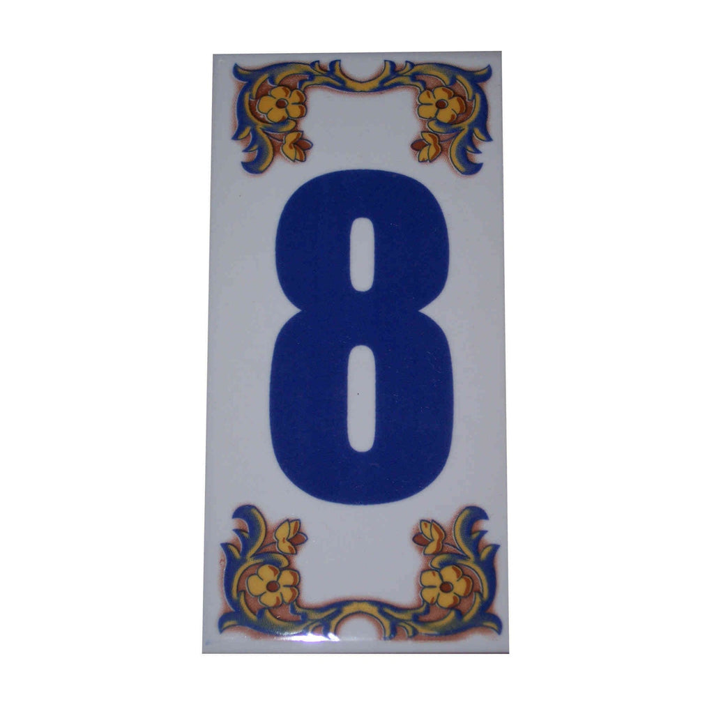 Decorative House Numbers Ceramic Tile number 8-0