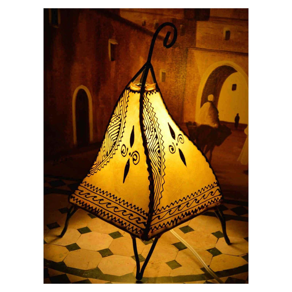 Table Henna Leather Lamp Handmade - Yellow