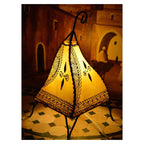Table Henna Leather Lamp Handmade - Yellow
