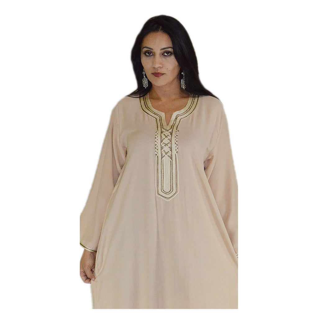 Asmaa Moroccan Woman Casual Kaftan - Beige