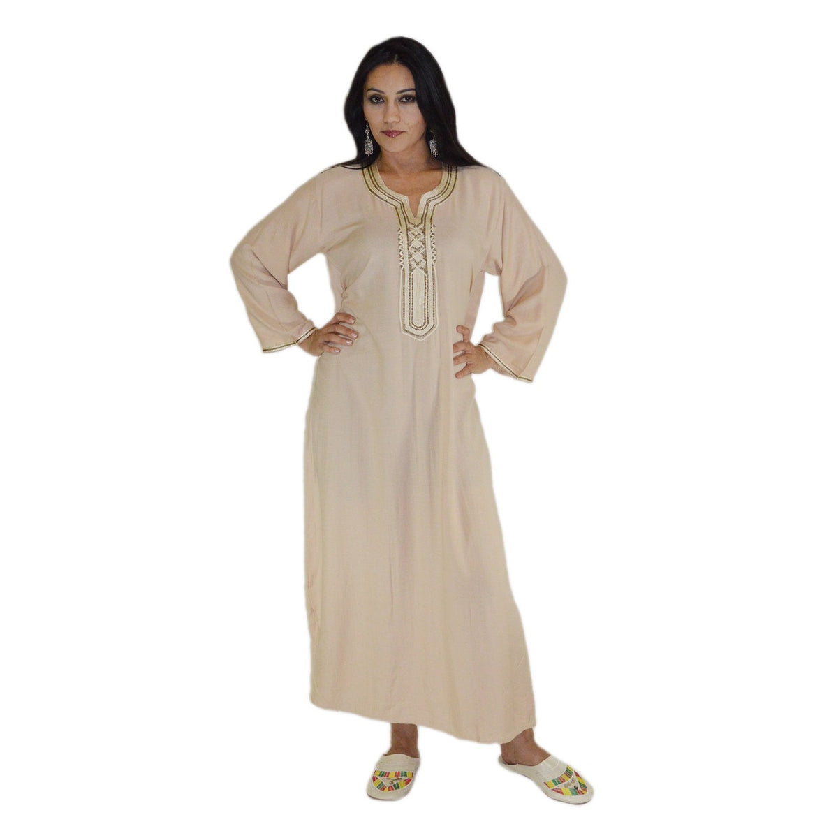 Asmaa Moroccan Woman Casual Kaftan - Beige