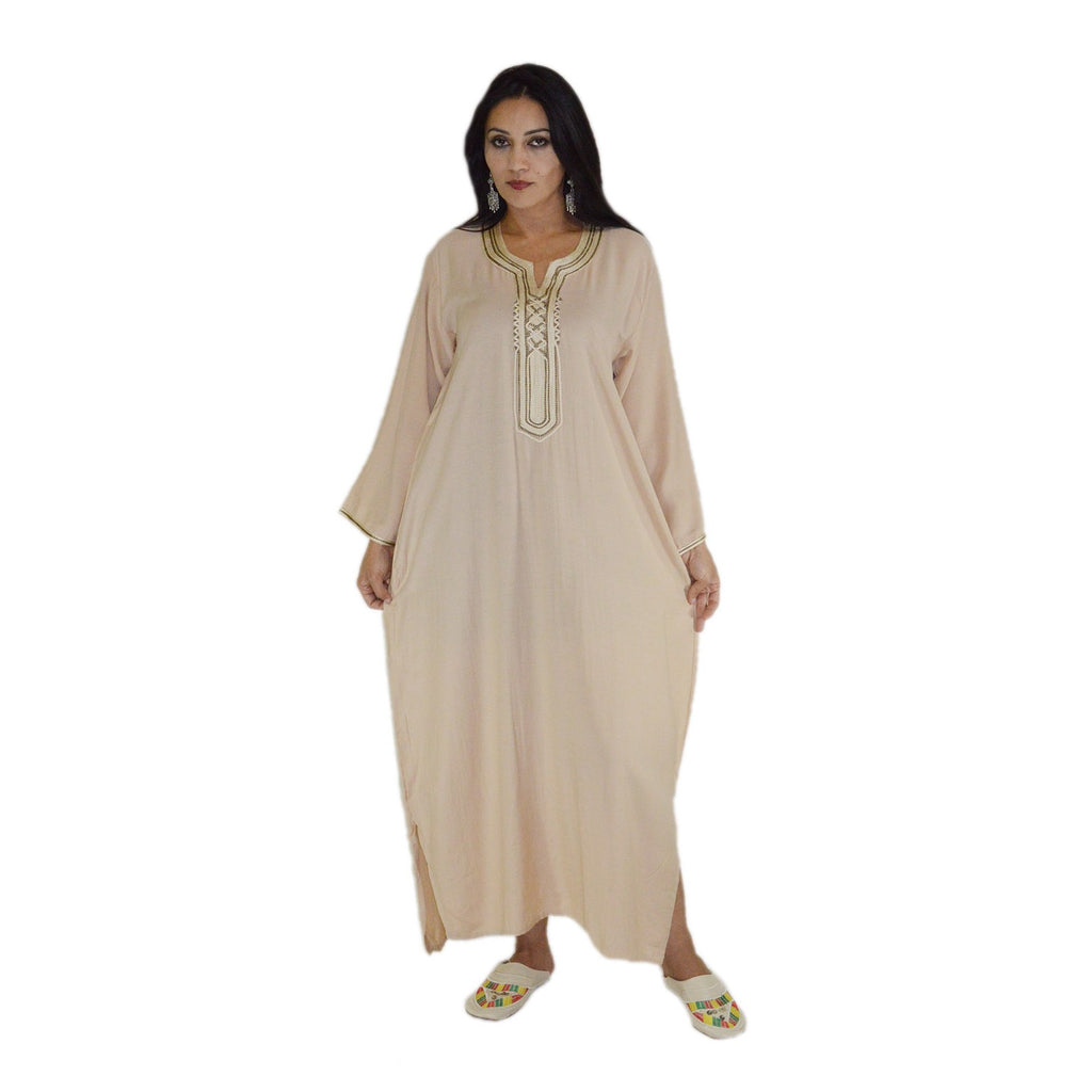 Asmaa Moroccan Woman Casual Kaftan - Beige
