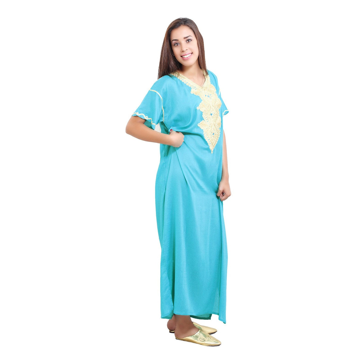 Andalousia Moroccan Woman Casual Kaftan - Light Blue
