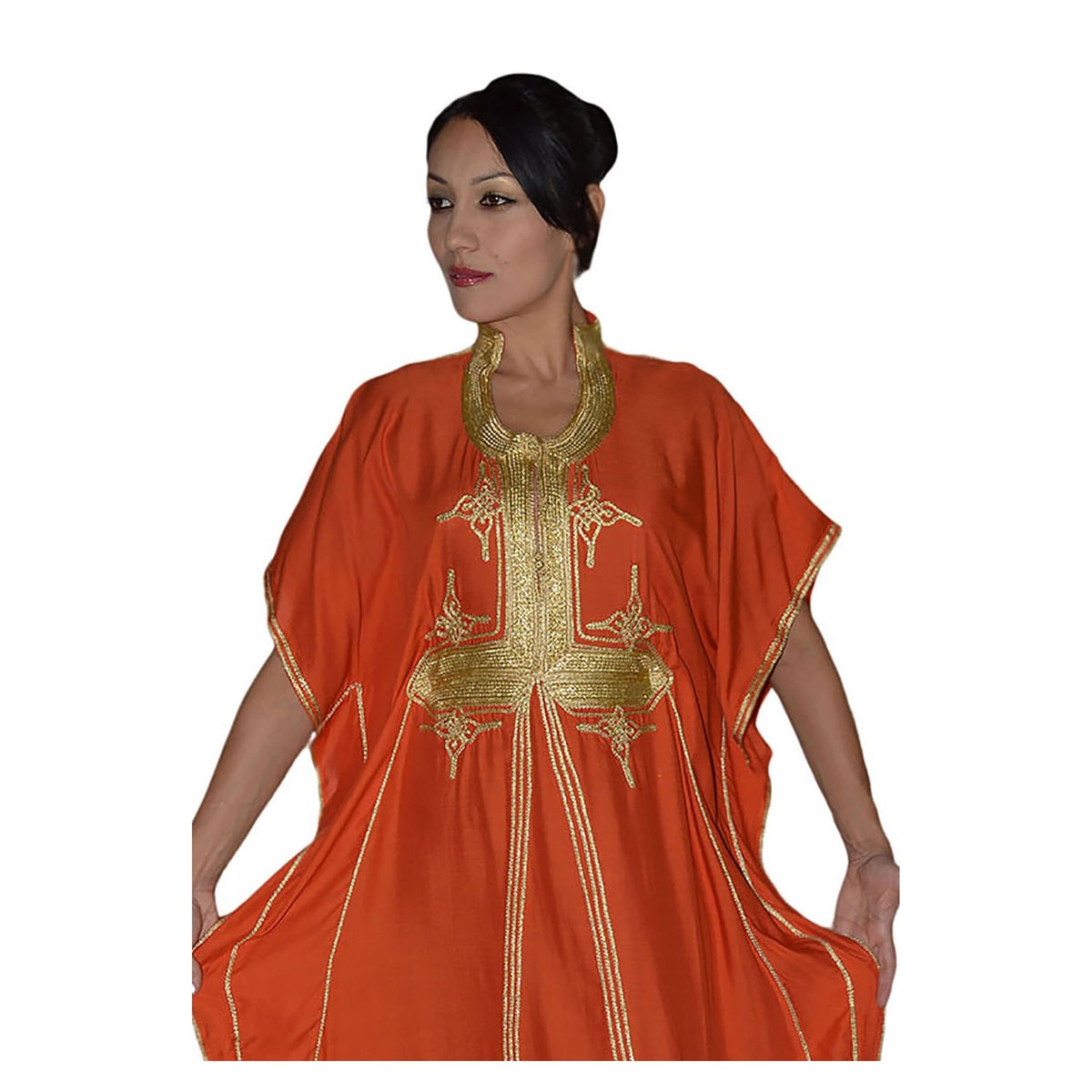 Butterfly Moroccan Woman Casual Kaftan - Orange