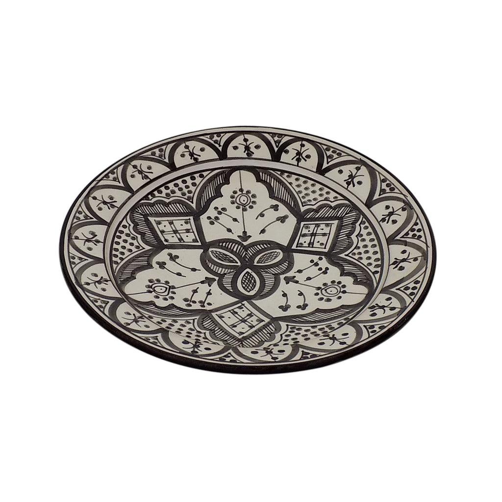Fes Black Ceramic Serving Plate Handmade Large 12"