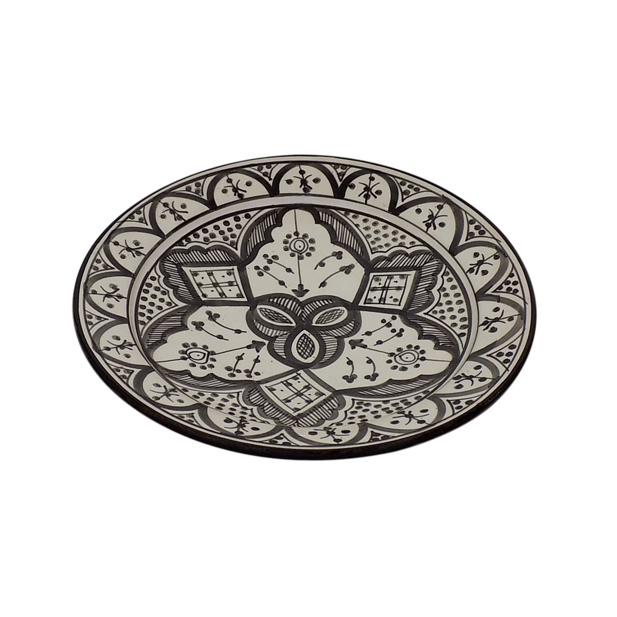 Fes Black Ceramic Serving Plate Handmade Large 12"