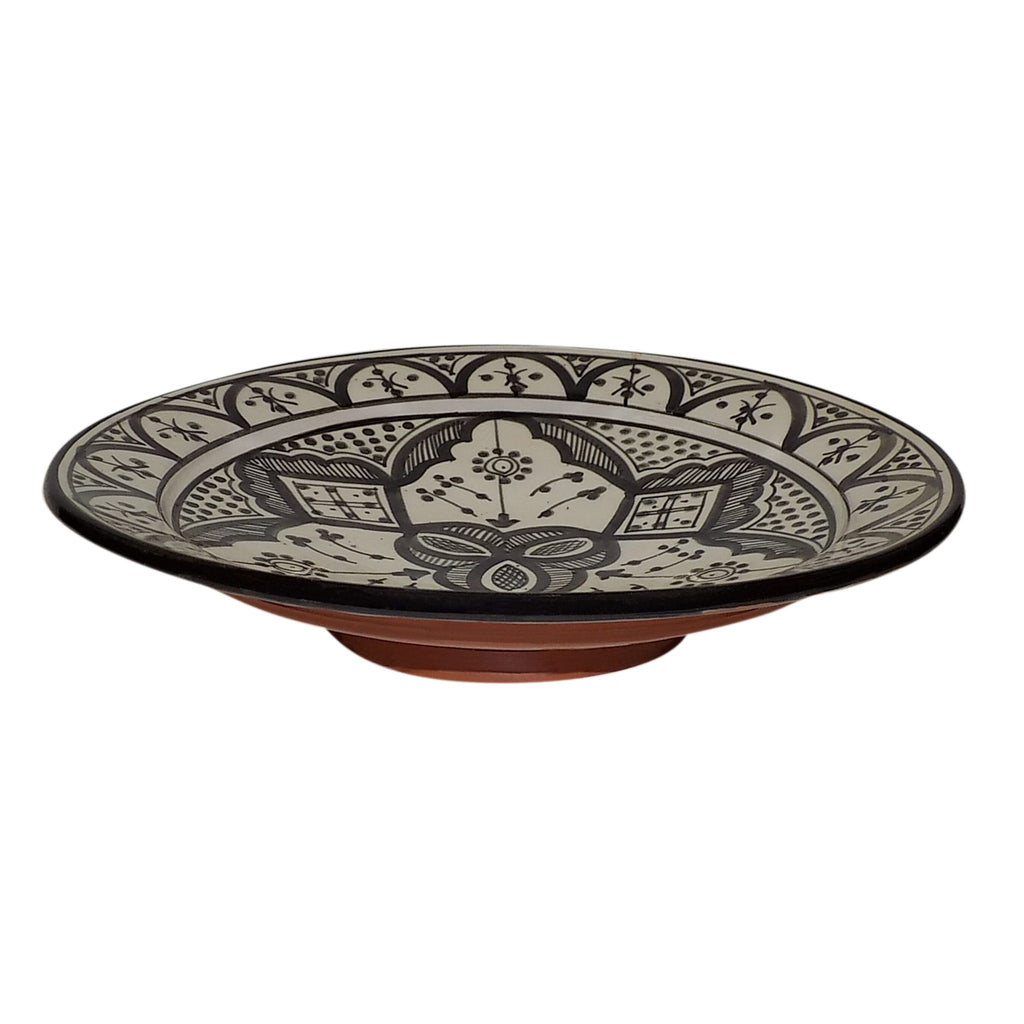 Fes Black Ceramic Serving Plate Handmade Large 12"