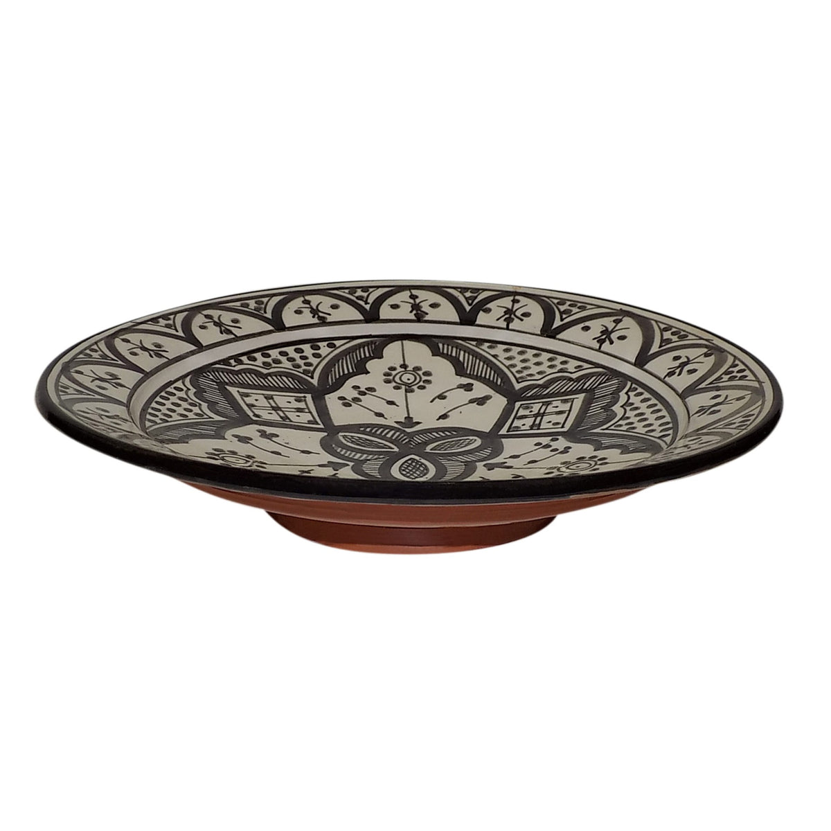 Fes Black Ceramic Serving Plate Handmade Large 12"
