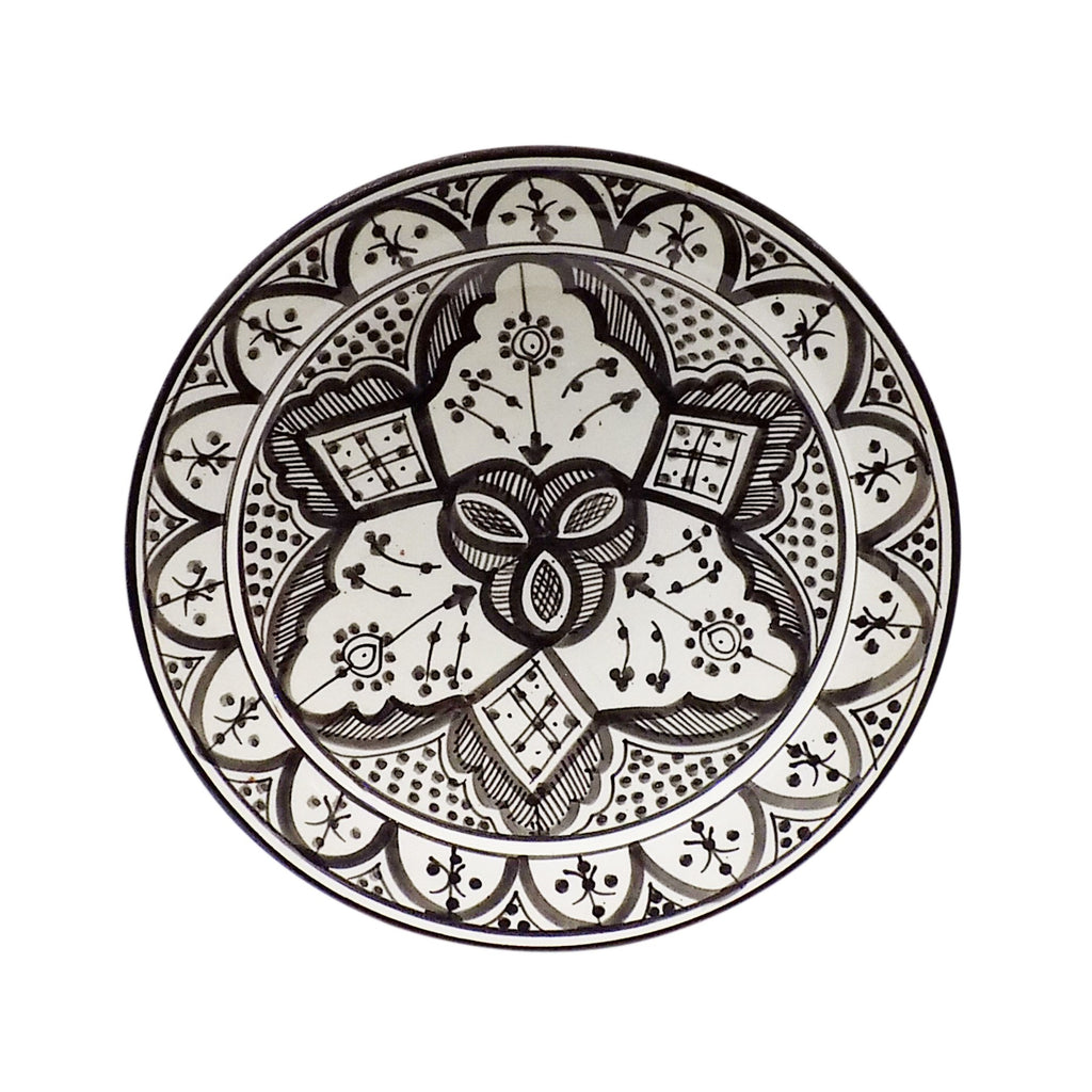 Fes Black Ceramic Serving Plate Handmade Large 12"