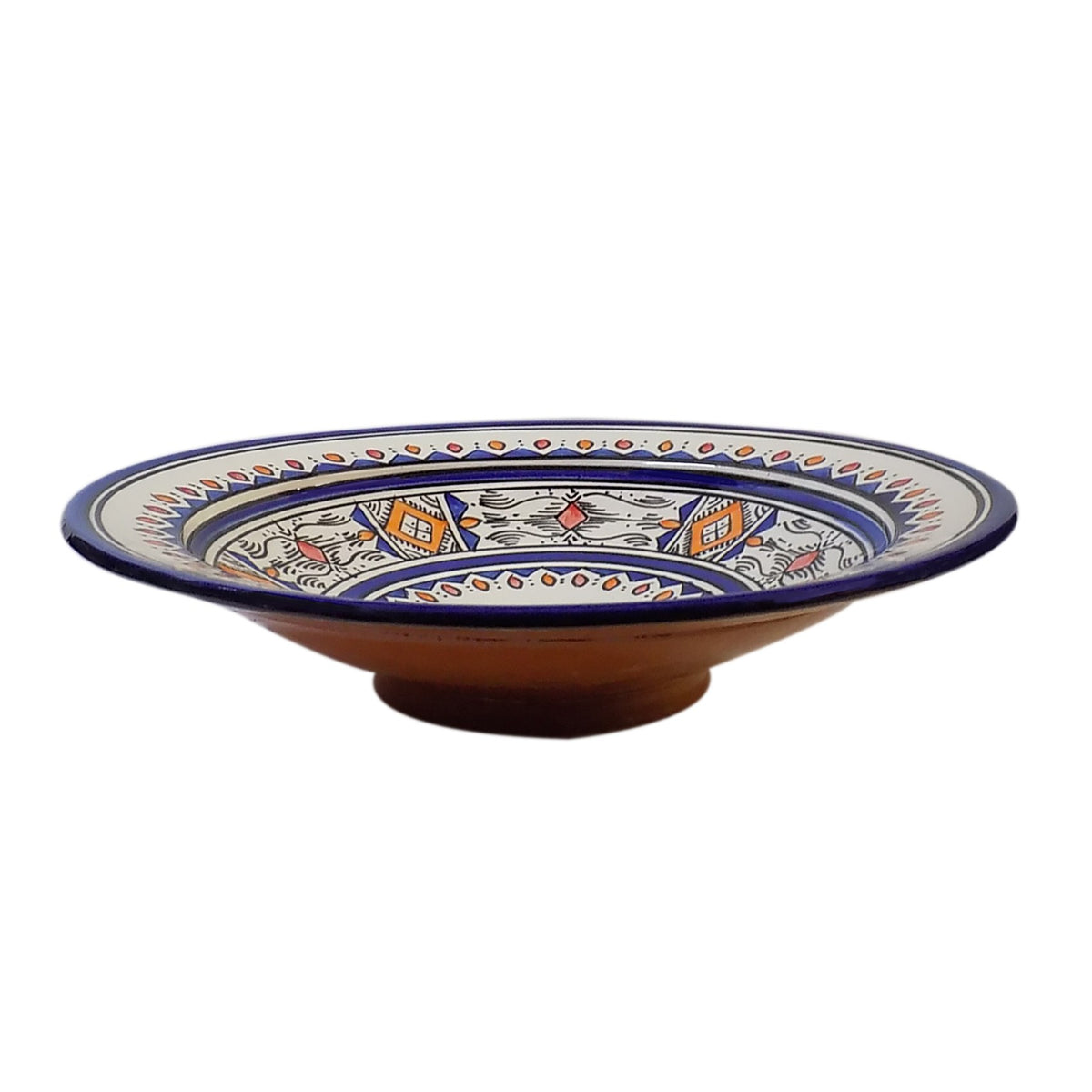 Berber White & Blue Serving Plate Handmade X-Large 14 inches