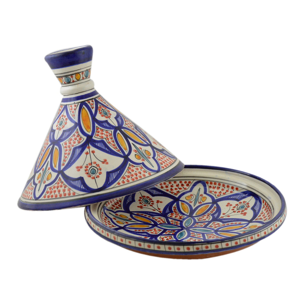 Serving Tagine Fasia White Blue 12 inches diameter