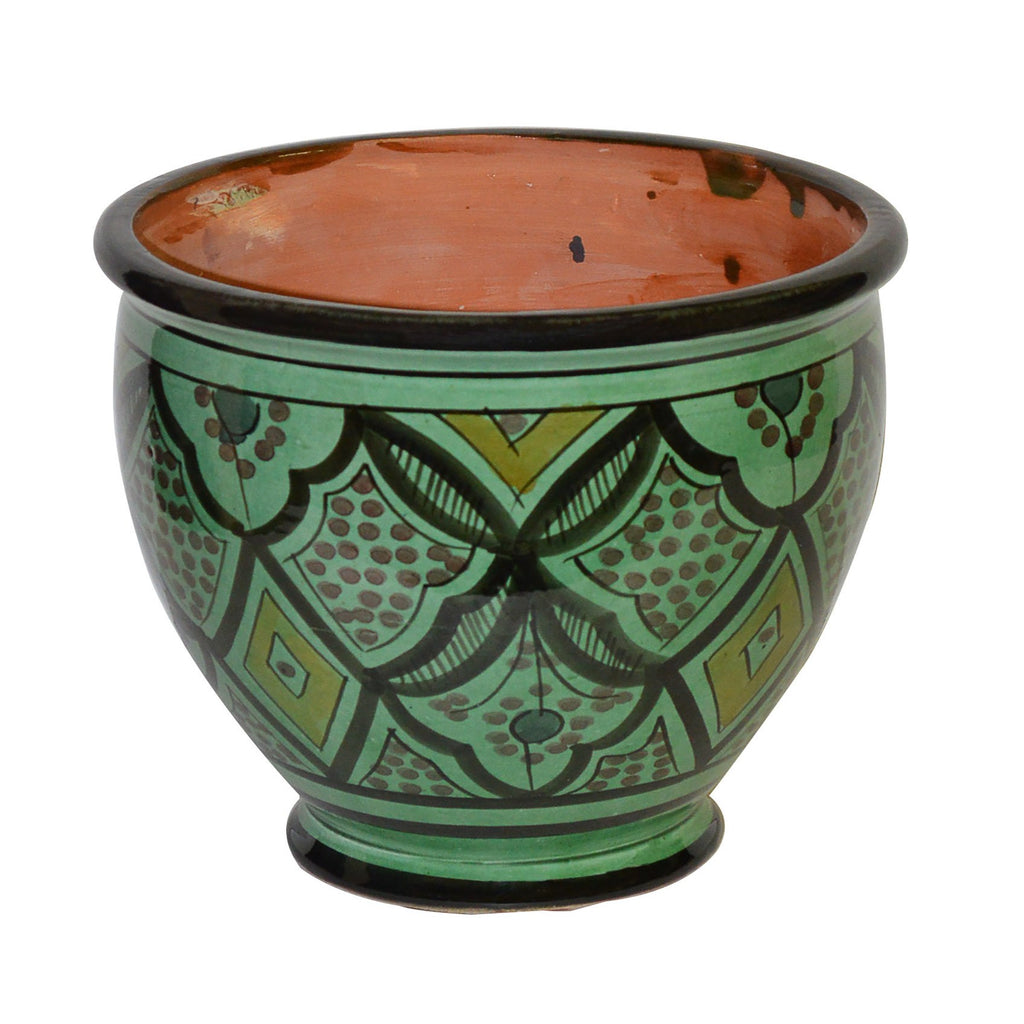 Safi Handmade Ceramic Large Flower Pot - Green