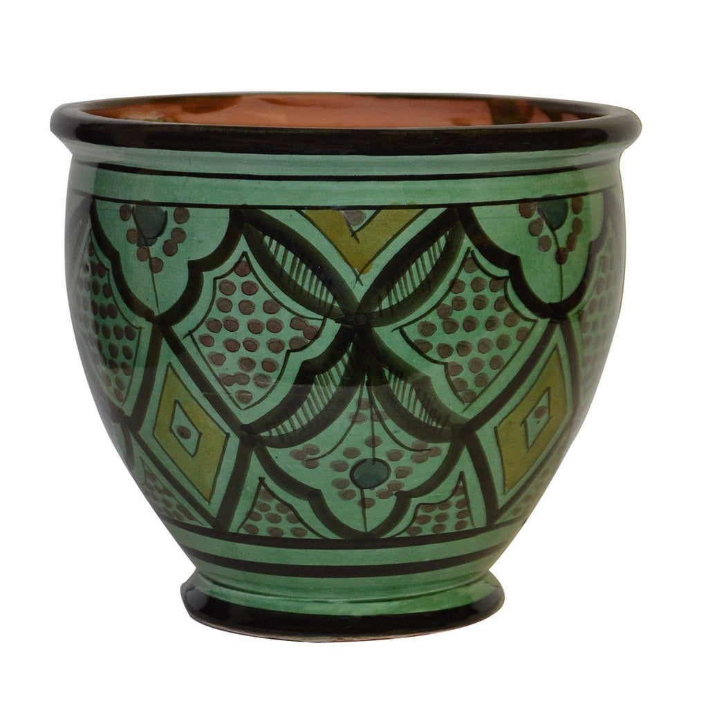 Safi Handmade Ceramic Large Flower Pot - Green