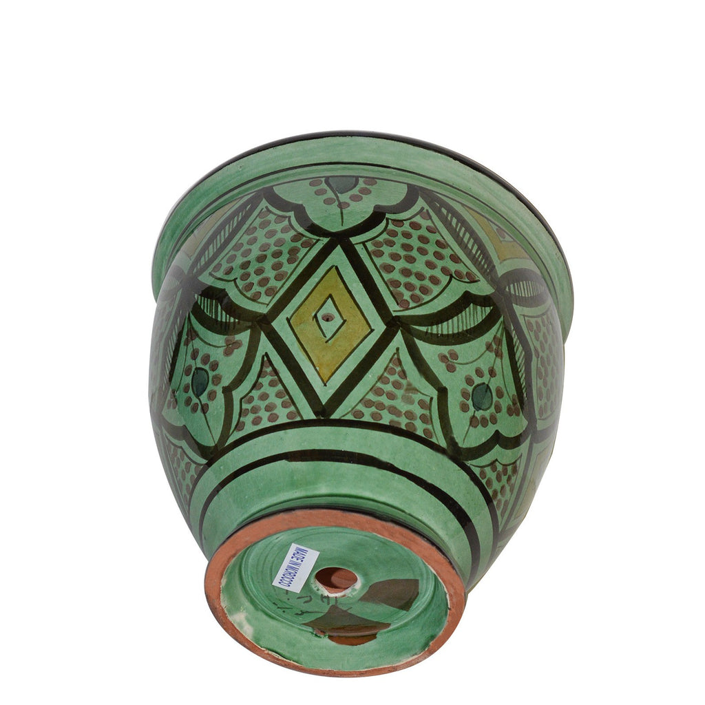 Safi Handmade Ceramic Large Flower Pot - Green