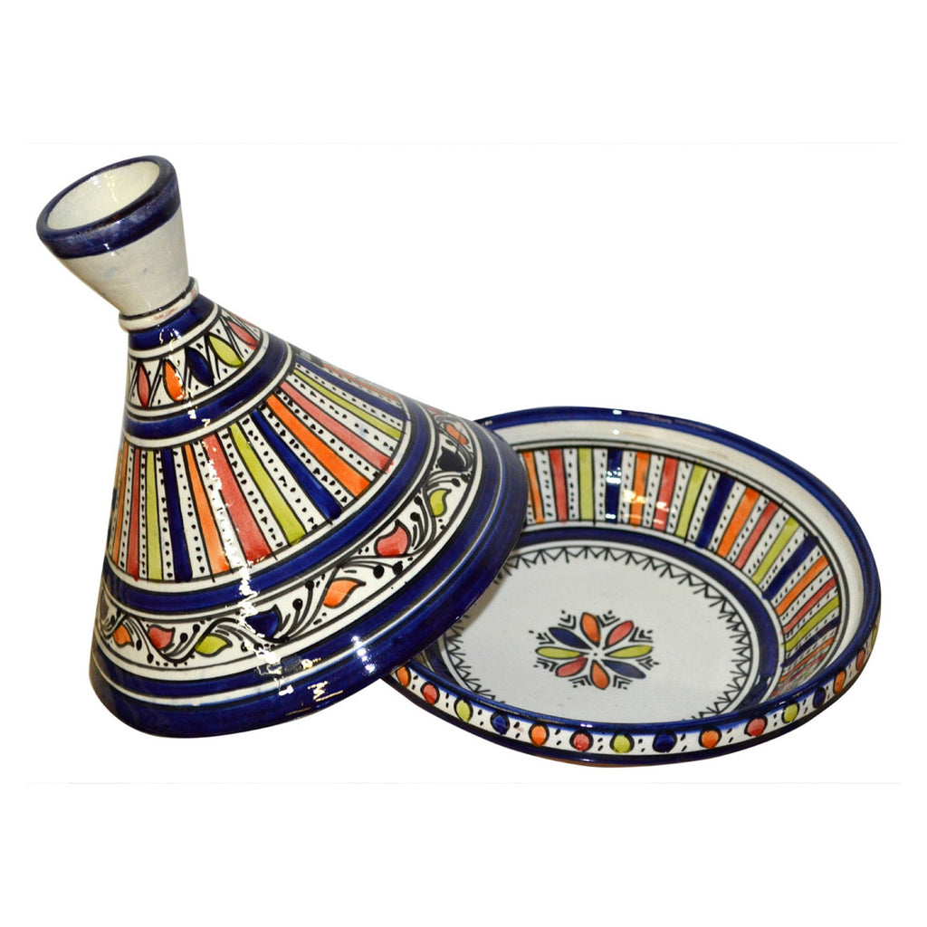 Serving Tagine Blue Stripes Medium 10 inches diameter