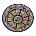 Stripe Blue Ceramic Serving Plate Handmade 8"