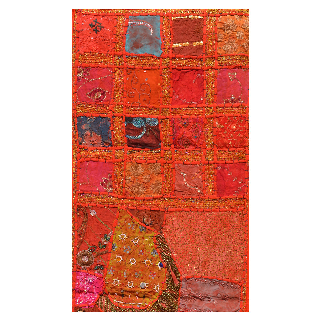 Indian Table Runner Room D cor Cloth Embroidered Patchwork - Red