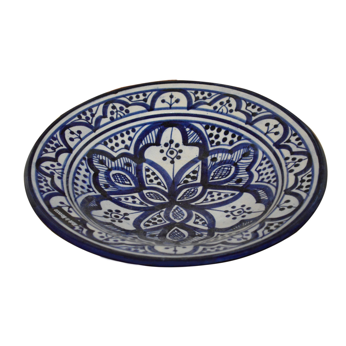 Fes Blue & White Ceramic Handmade Serving Plate Medium 10"