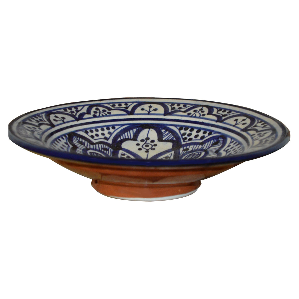 Fes Blue & White Ceramic Handmade Serving Plate Medium 10"