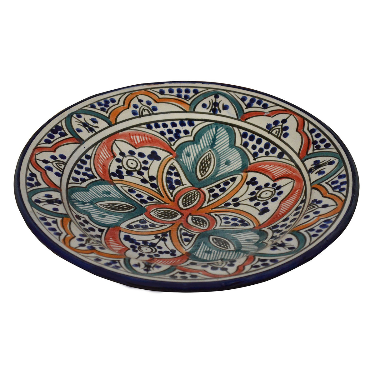 Rainbow Ceramic Serving Plate Handmade Large 12"