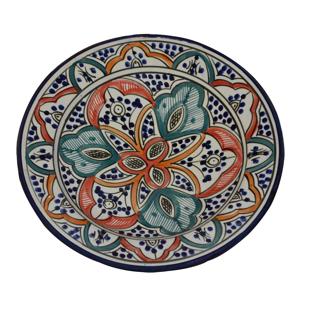 Rainbow Ceramic Serving Plate Handmade Large 12"