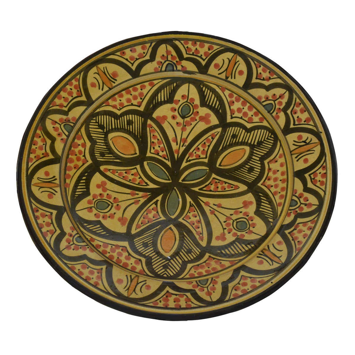 Safi Ceramic Serving Plate Handmade Large 12" - Yellow
