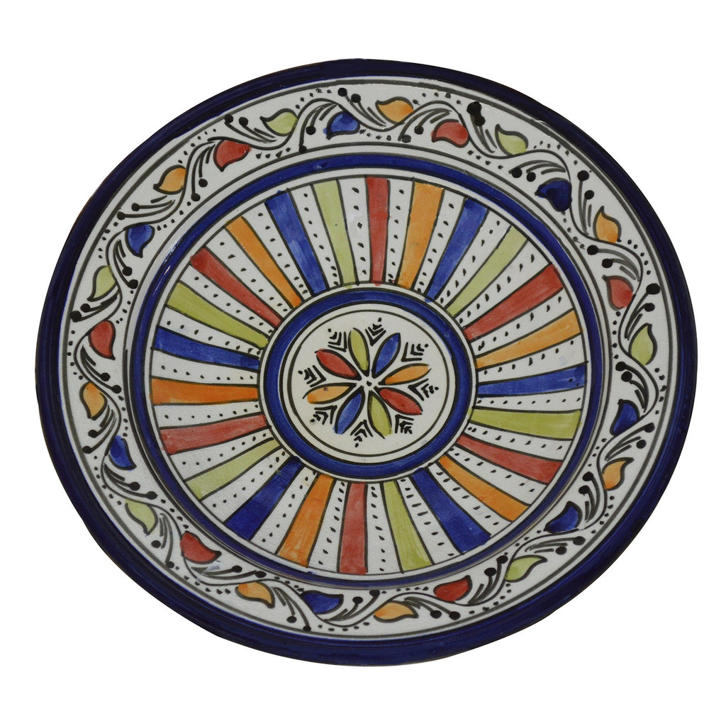 Stripe Ceramic Handmade Serving Plate Medium 10" - Blue