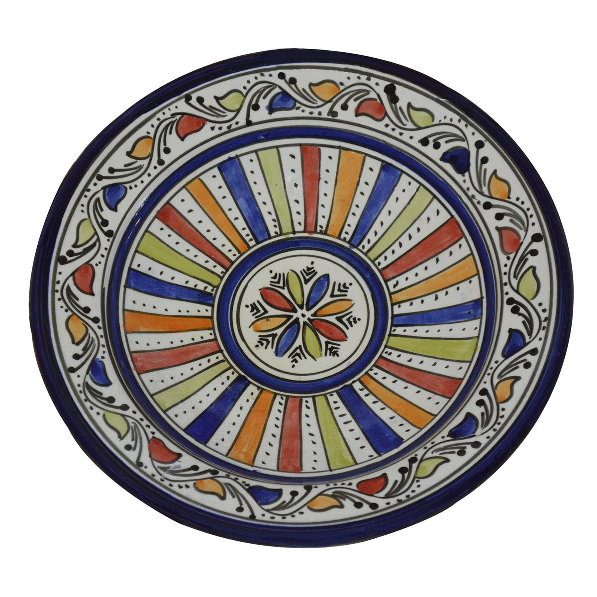 Stripe Ceramic Handmade Serving Plate Medium 10" - Blue