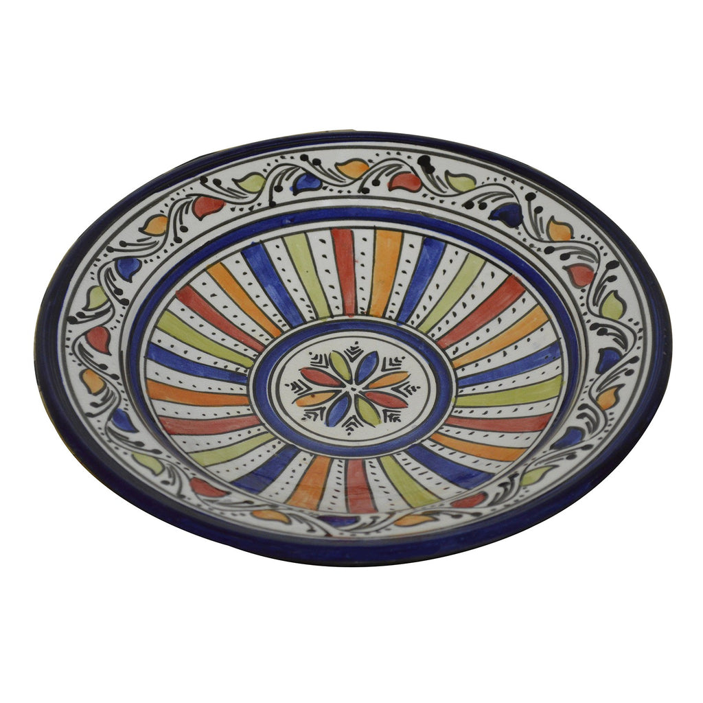 Stripe Ceramic Handmade Serving Plate Medium 10" - Blue