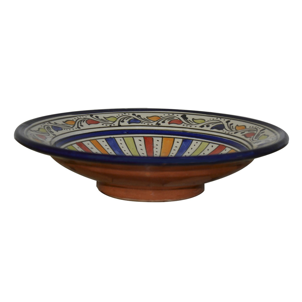 Stripe Ceramic Handmade Serving Plate Medium 10" - Blue