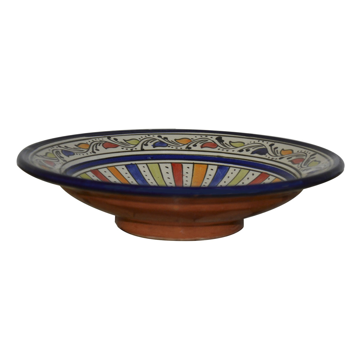 Stripe Ceramic Handmade Serving Plate Medium 10" - Blue