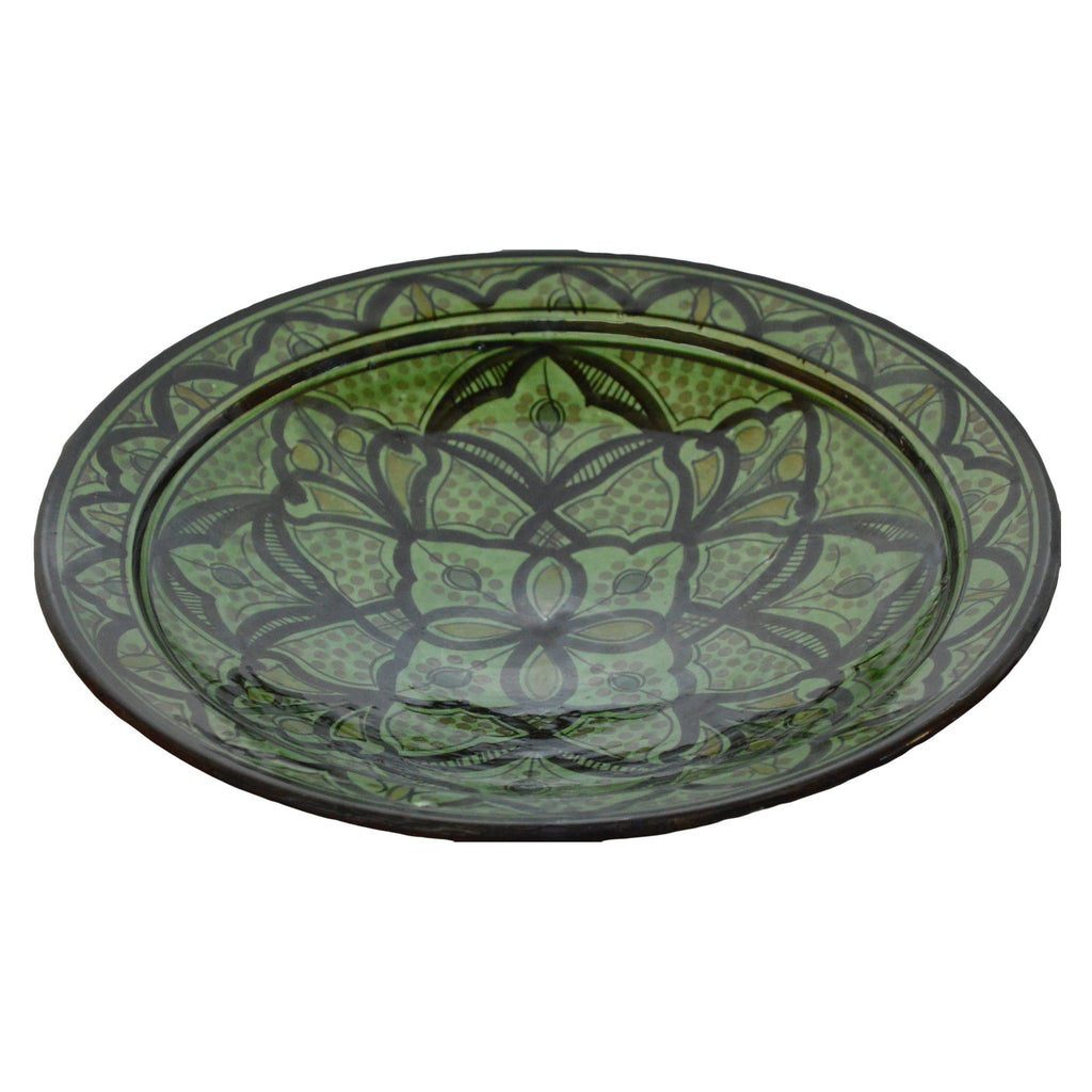 14 Inches Green Safi Handmade Ceramic Serving Plate