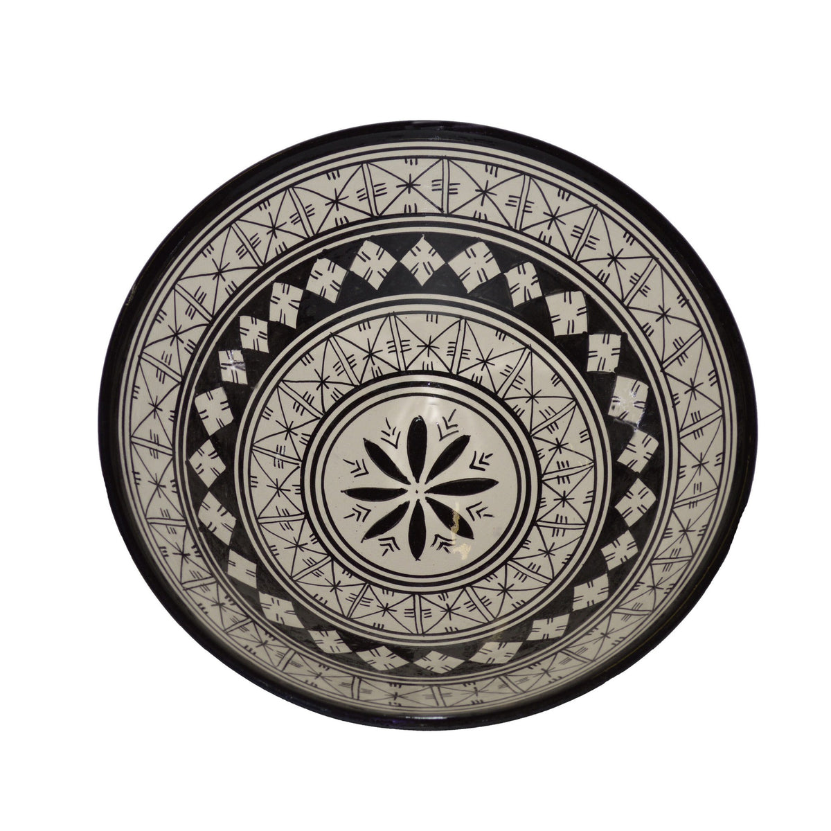 & Handmade Serving Bowl 12 inches Large - White&Black