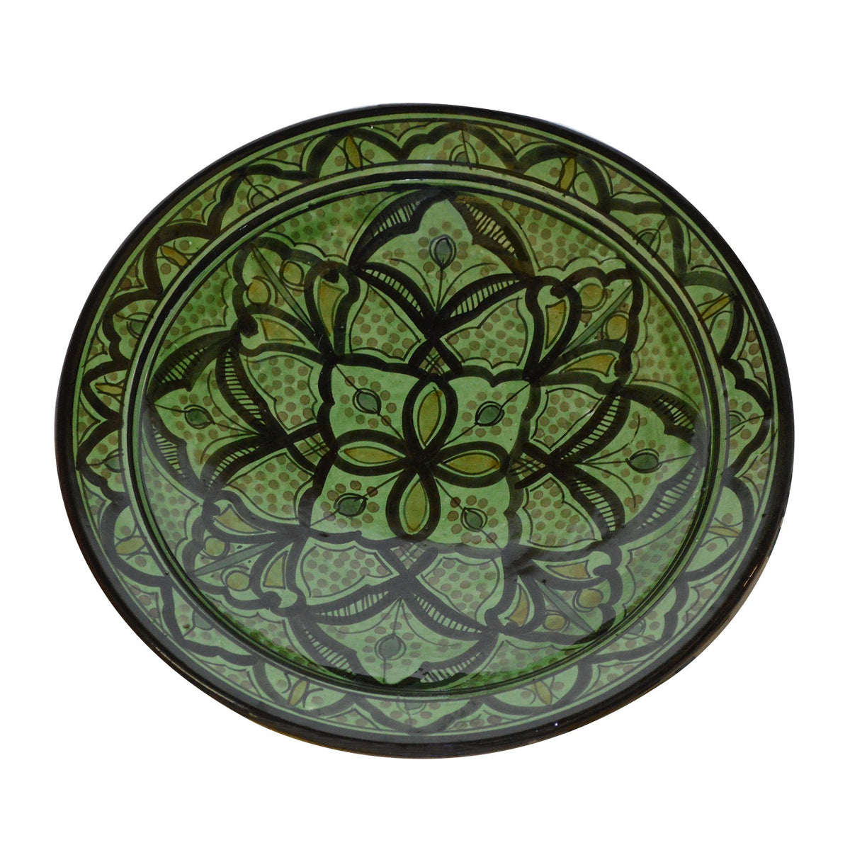 14 Inches Green Safi Handmade Ceramic Serving Plate