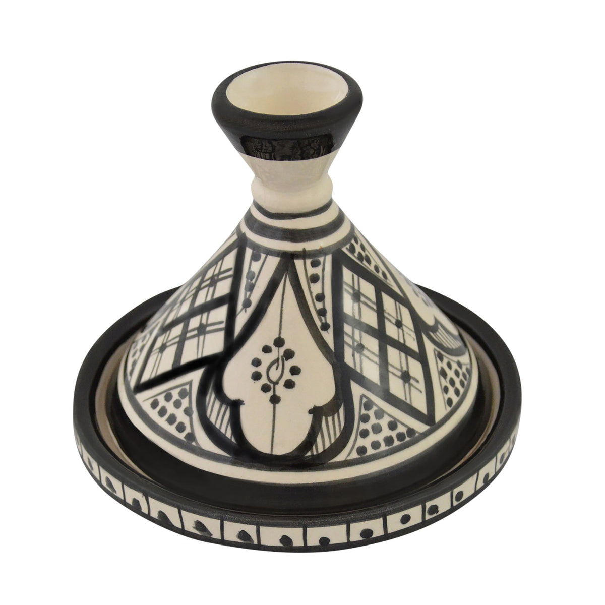 Moroccan Serving Tagine & 6 inches - White&Black