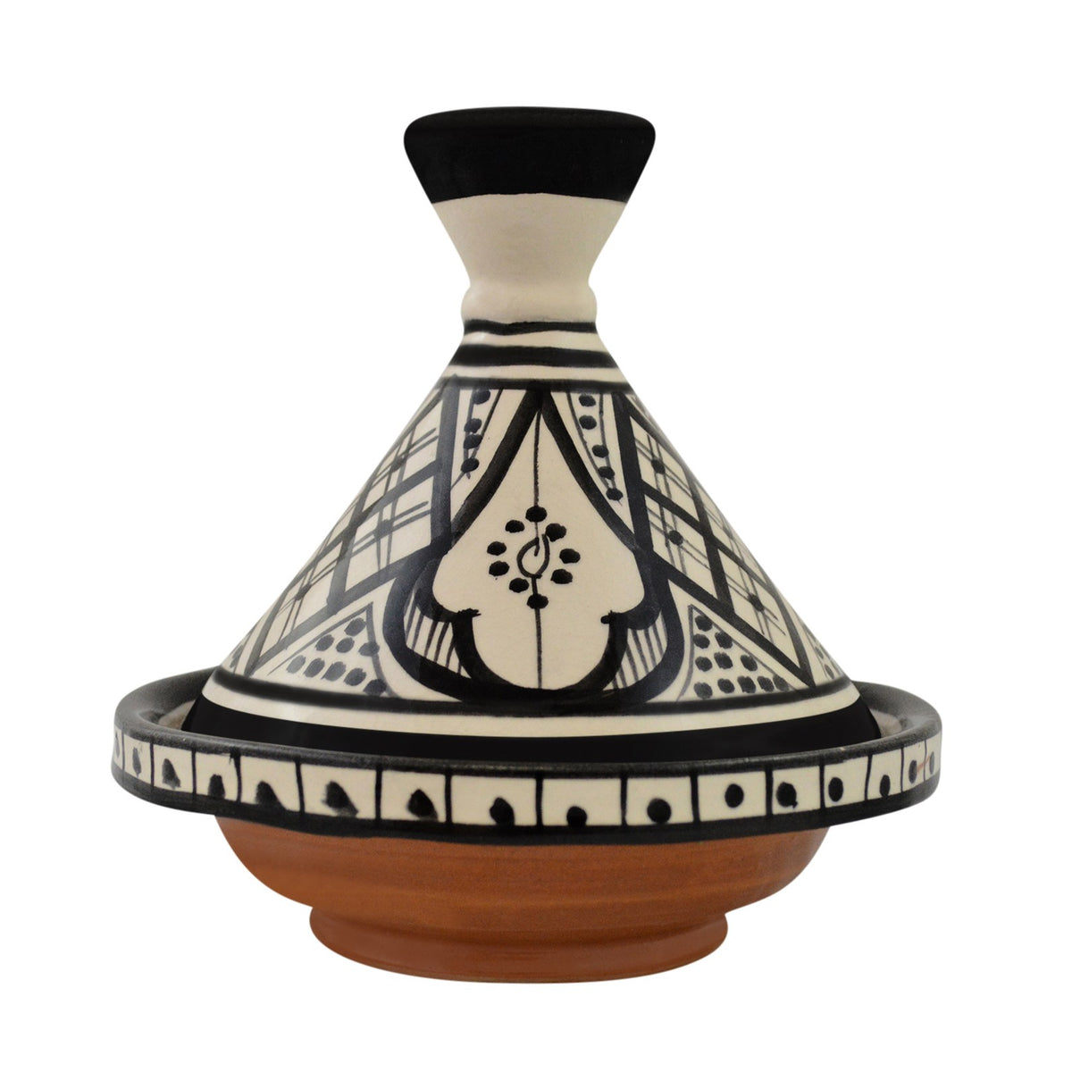 Moroccan Serving Tagine & 6 inches - White&Black