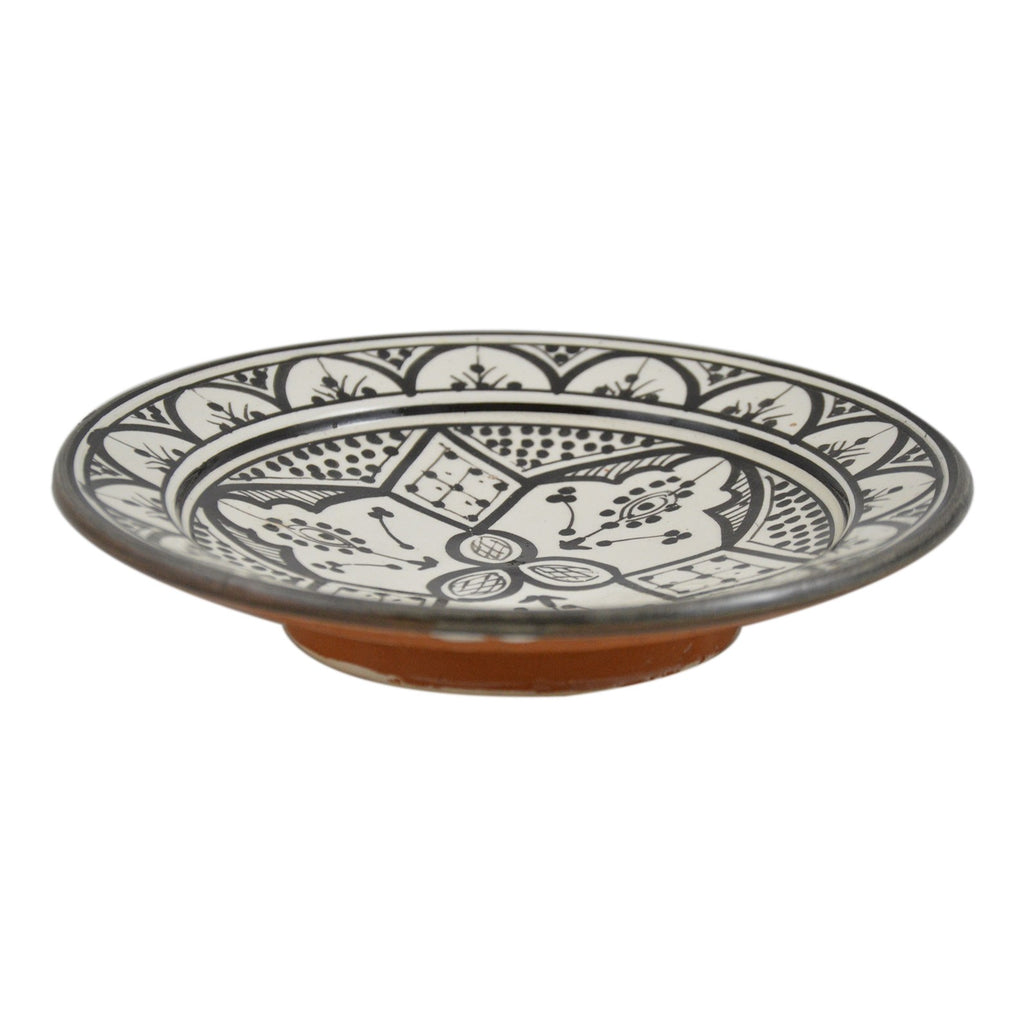 Fes Ceramic Serving Plate Handmade 8" - White&Black