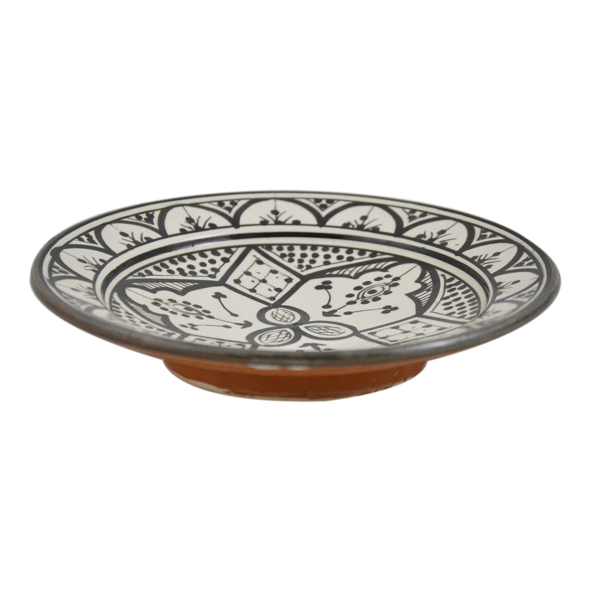 Fes Ceramic Serving Plate Handmade 8" - White&Black