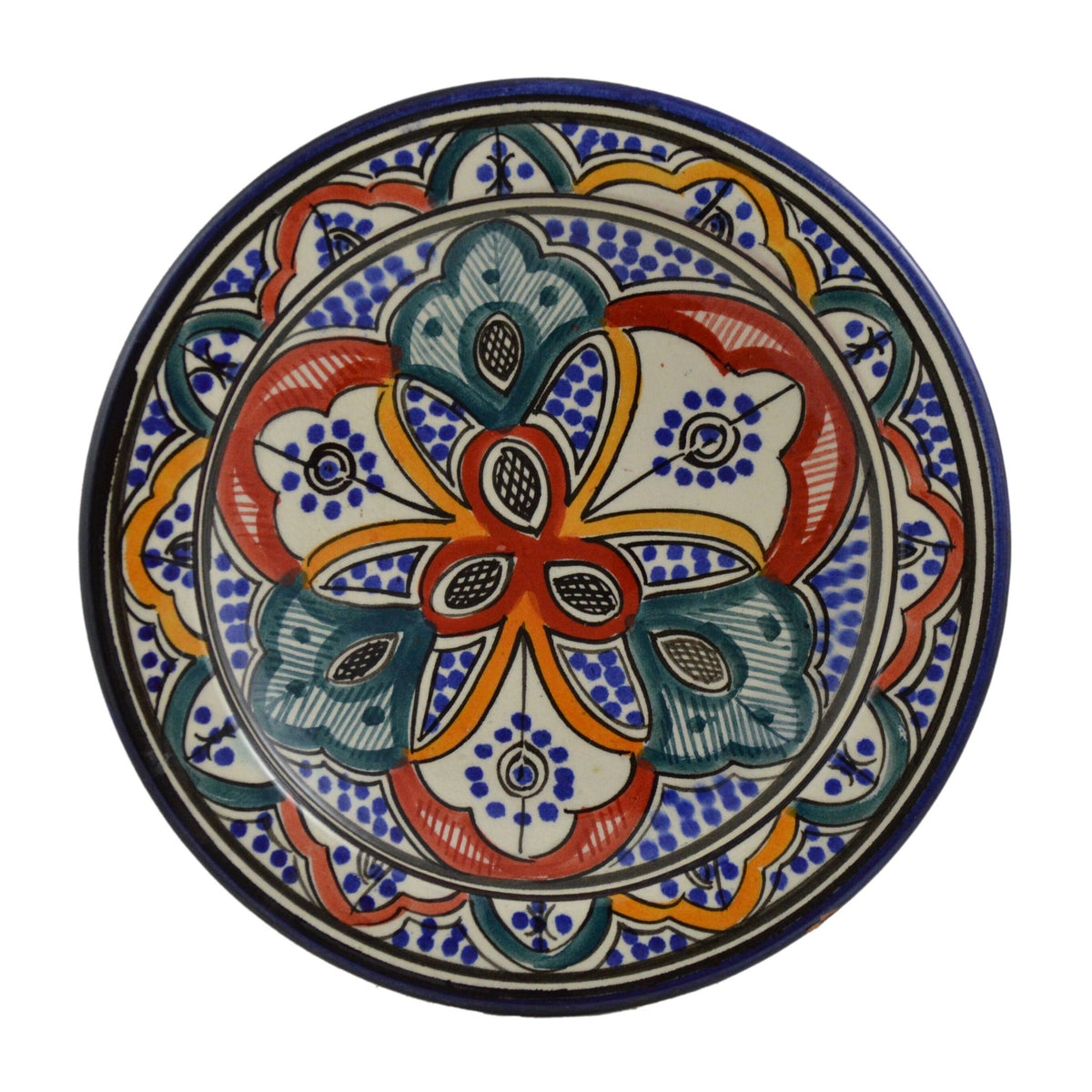 Rainbow Ceramic Serving Plate Handmade 8"