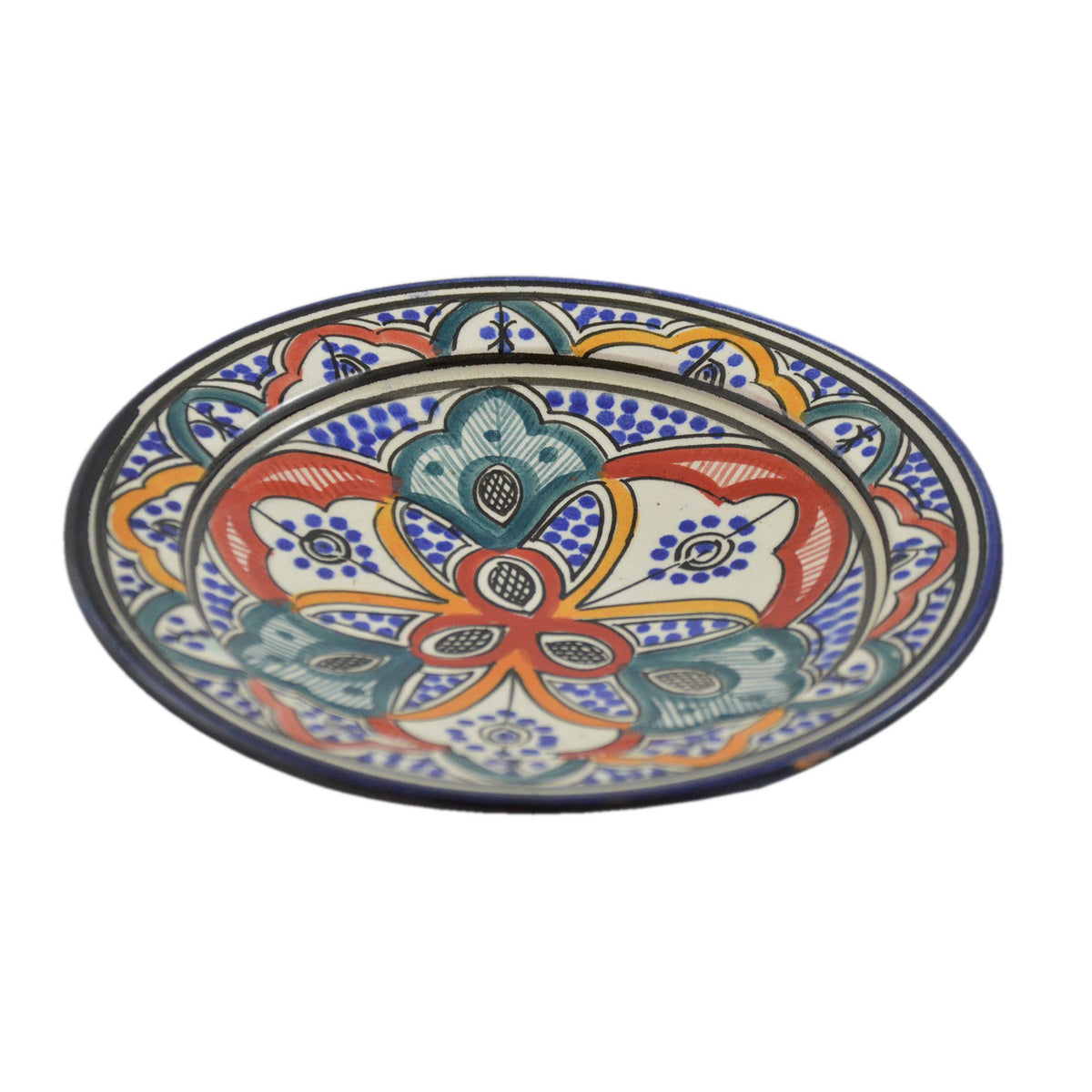 Rainbow Ceramic Serving Plate Handmade 8"