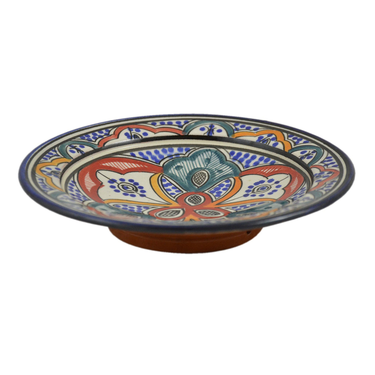 Rainbow Ceramic Serving Plate Handmade 8"