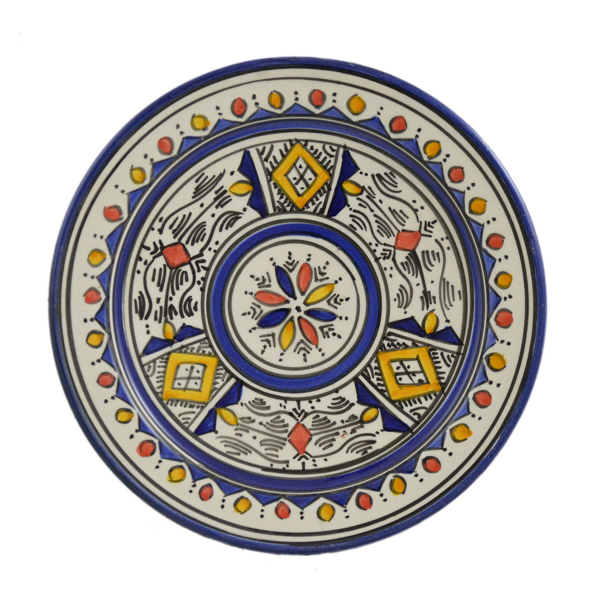 Berber Ceramic Serving Plate Handmade 8" - Blue