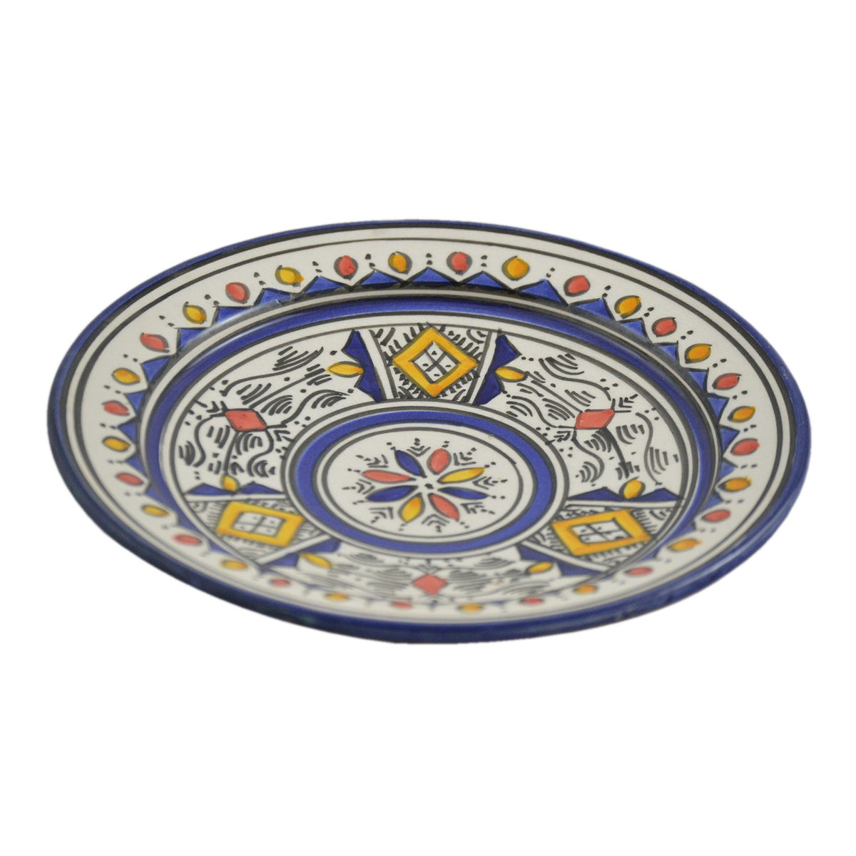 Berber Ceramic Serving Plate Handmade 8" - Blue