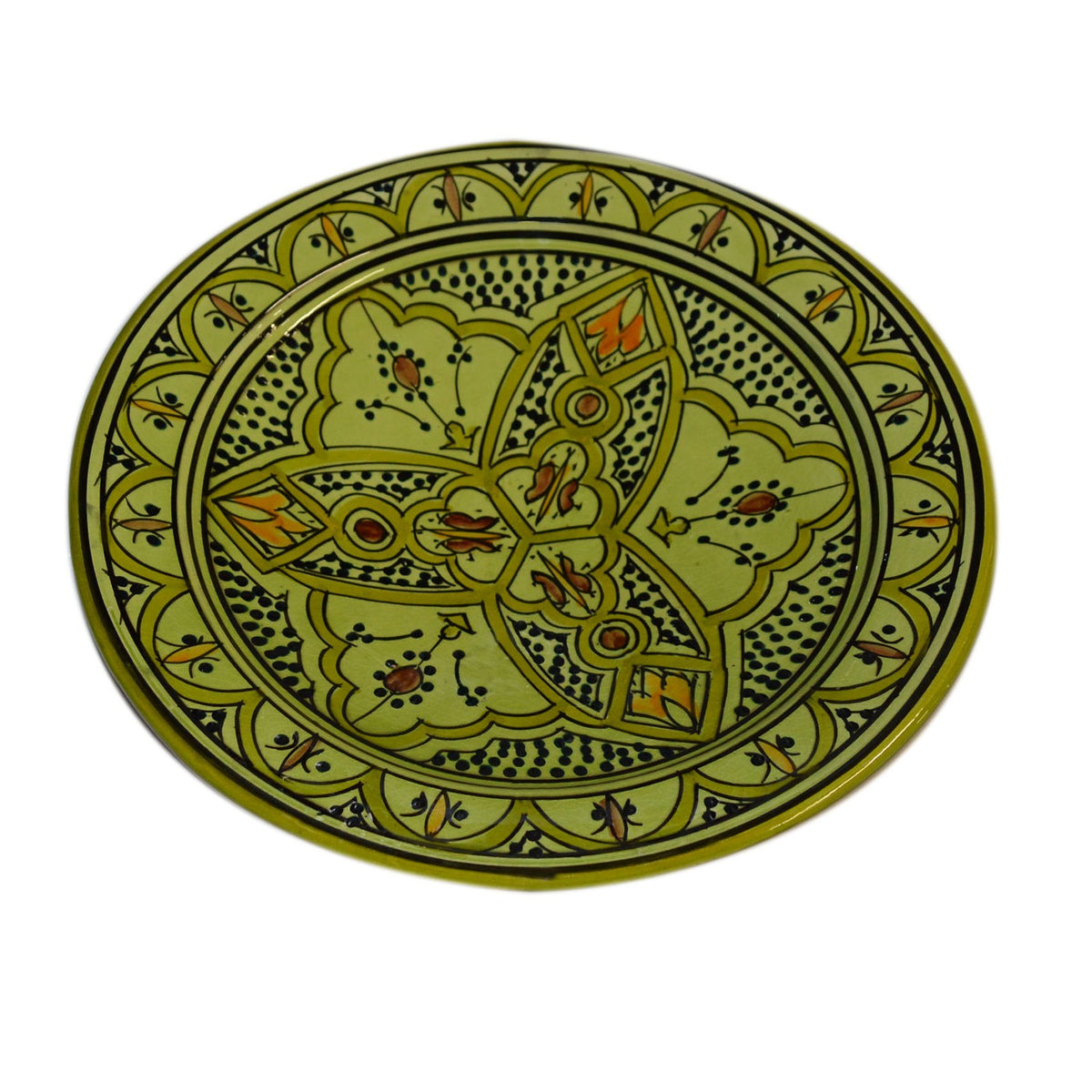 Black&White Ceramic Serving Plate Handmade Large 12" - Lime