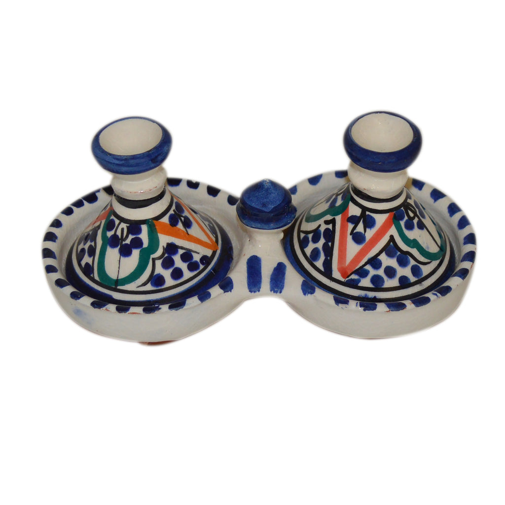 Rainbow Moroccan Ceramic Double Spice Holder