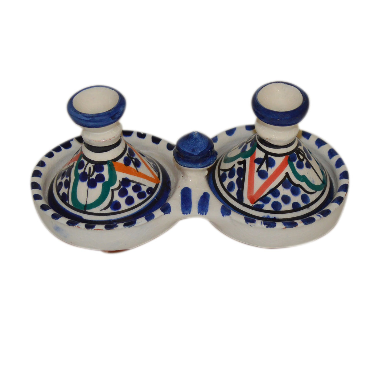 Rainbow Moroccan Ceramic Double Spice Holder