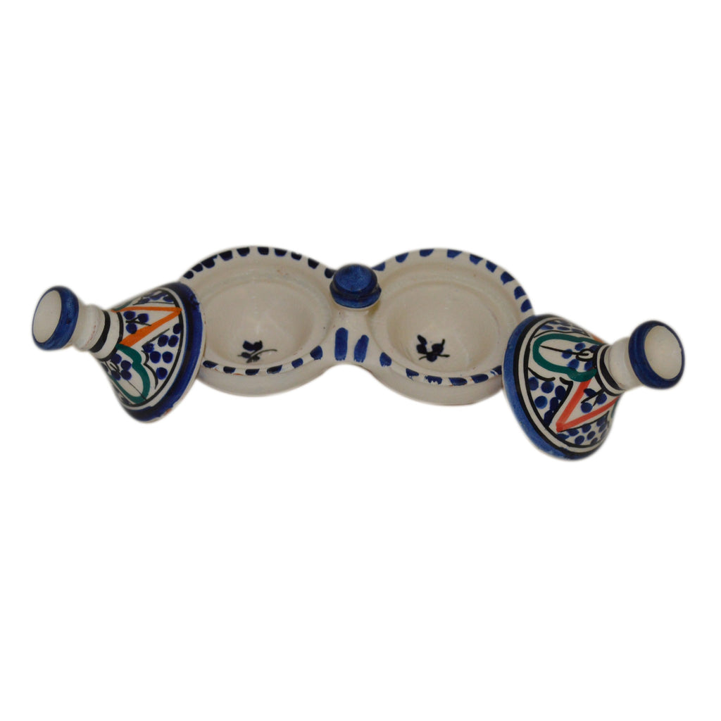 Rainbow Moroccan Ceramic Double Spice Holder