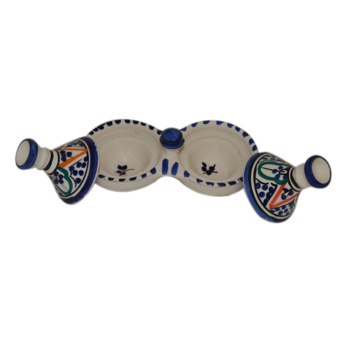 Rainbow Moroccan Ceramic Double Spice Holder