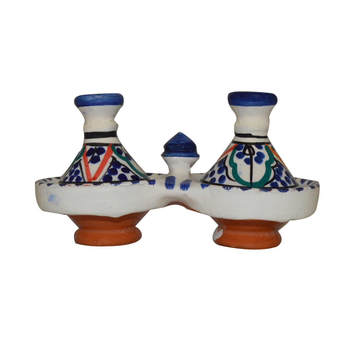 Rainbow Moroccan Ceramic Double Spice Holder