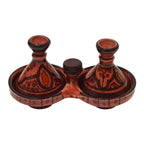 Red Moroccan Ceramic Double Spice Holder